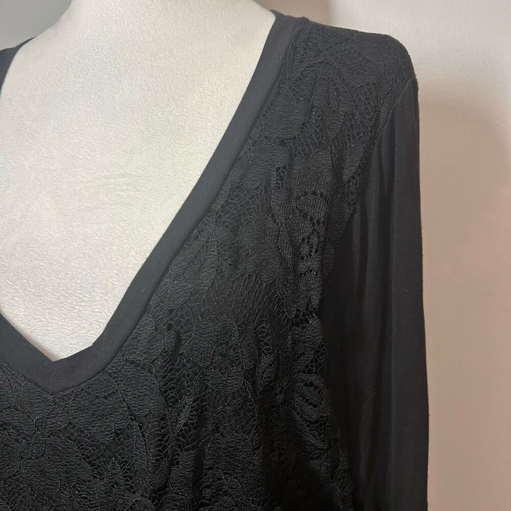 Torrid Super Soft Knit babydoll lace bell sleeve bohemian v neck black top size - Picture 2 of 11